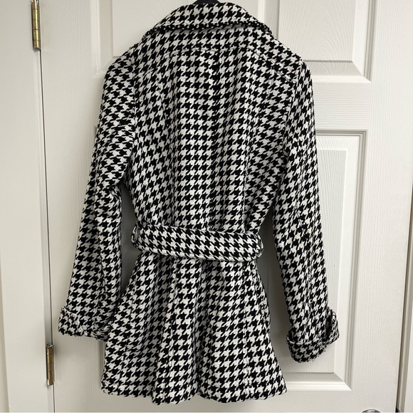 JouJou Fashion Houndstooth mid-length Peacoat (Pea Coat) - Picture 2 of 12